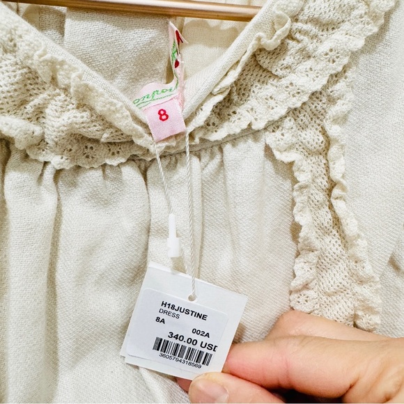 Bonpoint little girls cotton and wool cottagecore Cream Long Sleeve Dress NEW - Picture 9 of 9